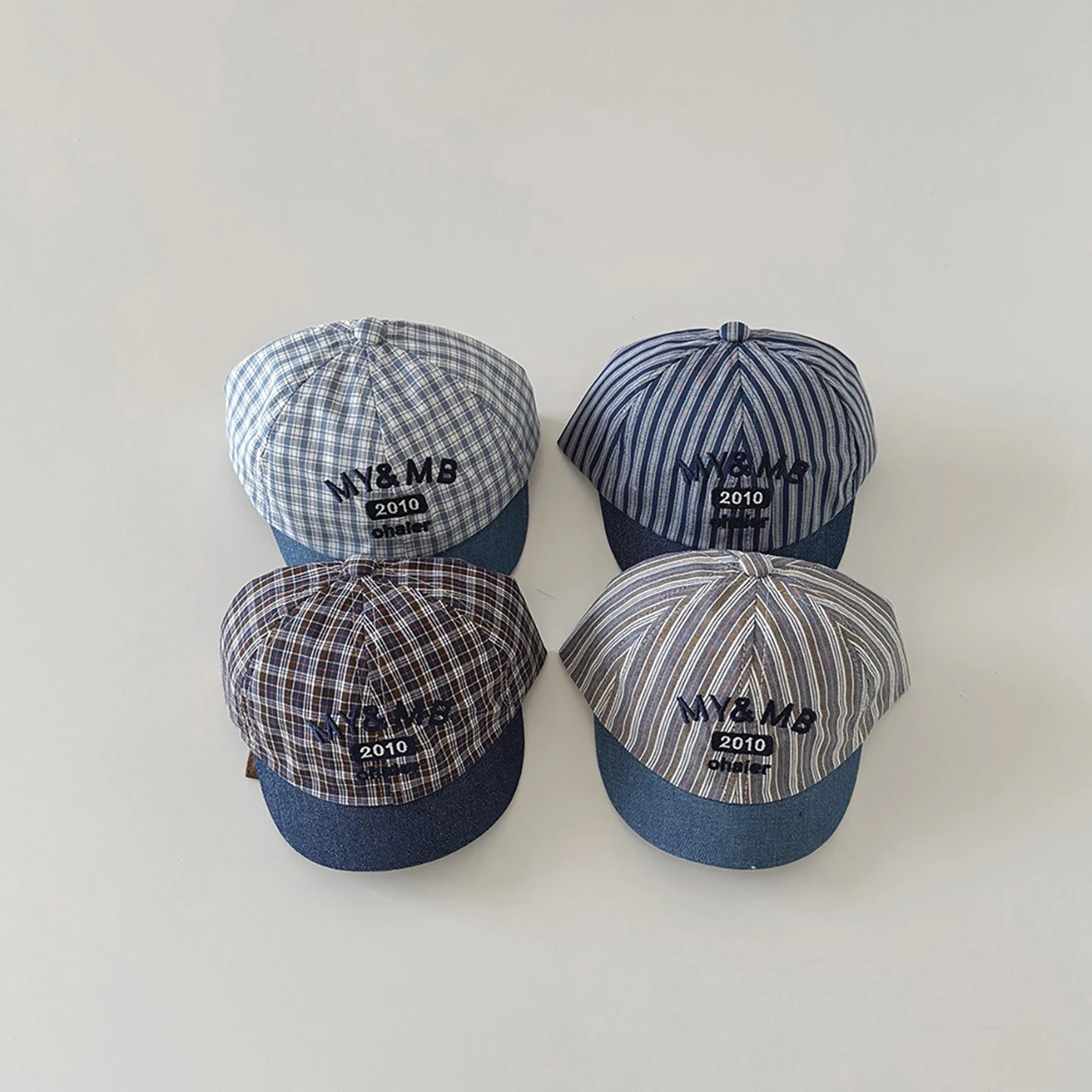 

Детская бейсболка с полосками и буквами, регулируемая, хлопковая, с коротким козырьком, для малышей, летняя, солнцезащитная