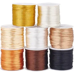 80 Yards Nylon Rattail Satin Cord 2mm Rat Tail Cord Nylon String 8 Color Chinese Knotting Cord Kumihimo Macrame Thread for Hair