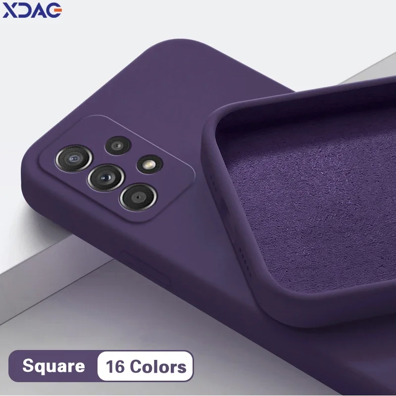 Image of Quadratische Rückseite für Samsung Galaxy A72 A52 A52S A42 A32 A22 5G reine Farbe flüssiges Silikon Funda hochwertige einfache Shell