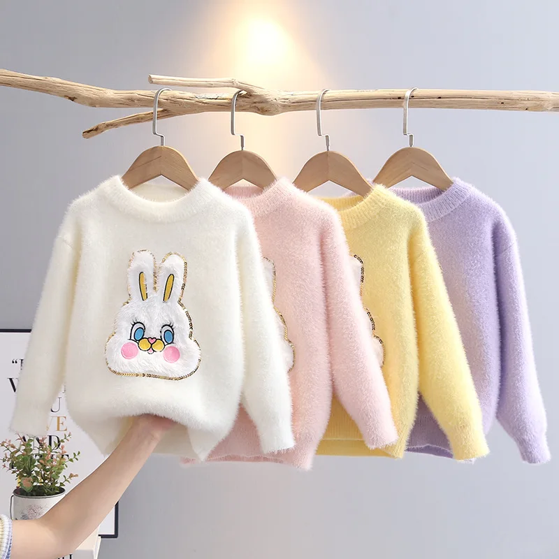 

Girls Woolen Jersey Sweaters Spring Autumn 2025 Children Knitted Clothing Tops Outerwear For Baby Girl Pullover Sweater Kids 8Y