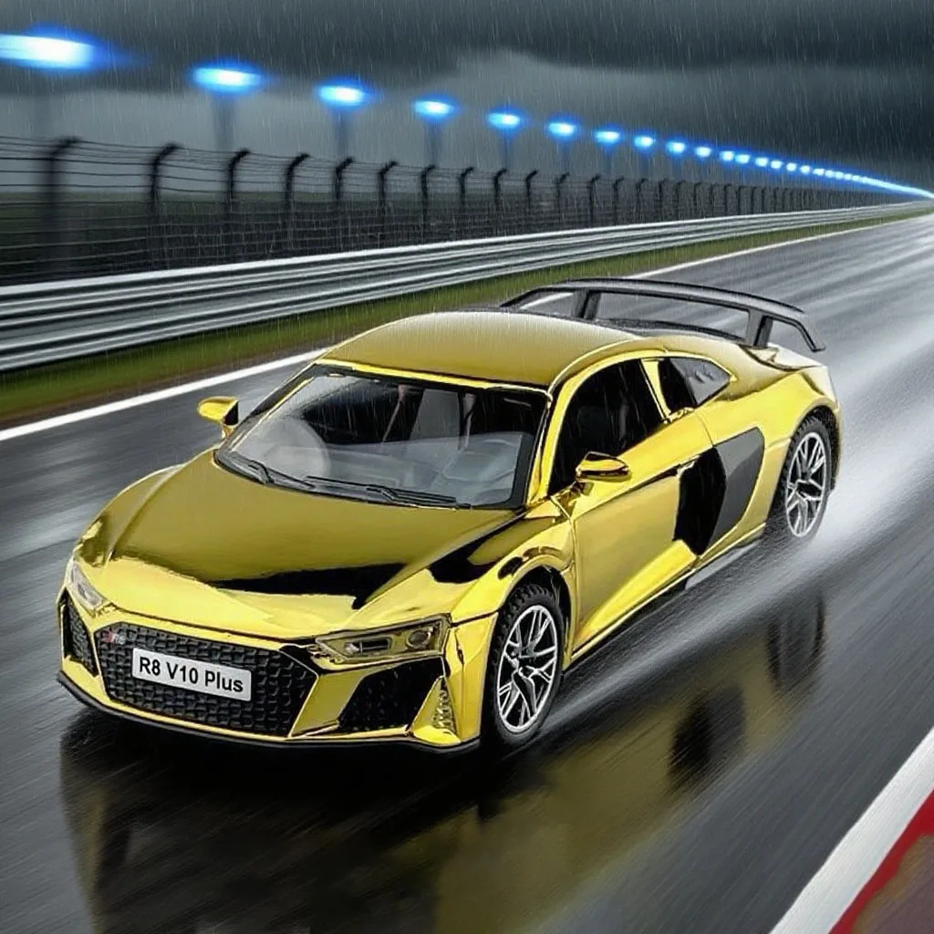 1:32 R8V10 Q8 coche en miniatura de aleación de juguete Diecast Metal simulación sonido luz extraíble supercoche modelos colección regalos para niños