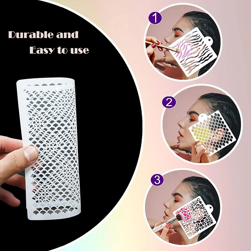 Face Painting Cutout Template Fish Scale FacePainting Stencils Stencils For Painting Makeup Stencil Reusable Face Paint Stencils