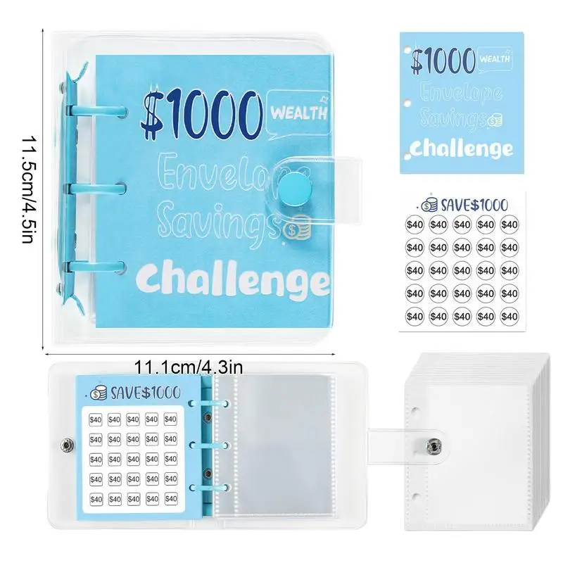 Risparmio Challenge Book 25 buste Challenge Binder Fun And Easy Way 1000 Cash Saving Planner ricevute e organizzazione di fatture