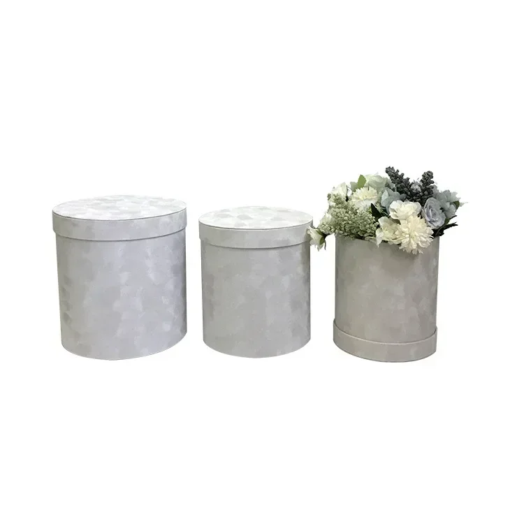 3 stks/set Ronde Vorm Fluwelen Geschenkdoos Bloemist Bloem Houder Emmer Geschenkverpakking Boeket Verpakking Party Bruiloft Supply