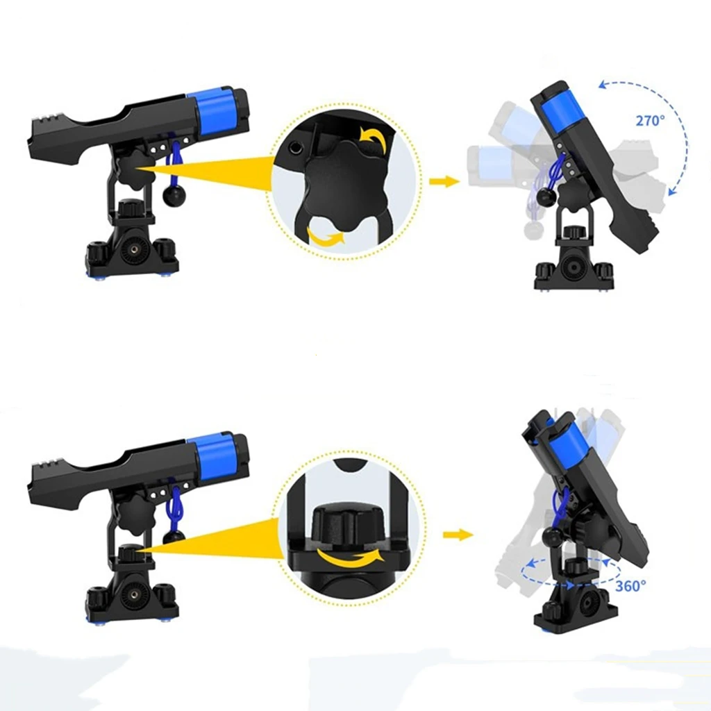 Fishing Rod Holder For Boat Kayak with Dual-Lock Bungee System Ultra-Stable Dual T Bolt Base Fish Pole Holder For Canoe Kayak view 4