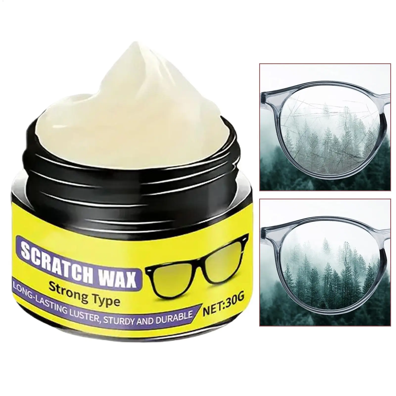 30g Eyeglass Scratch Remover Lens Grinding Repair Cleaner Eyewear Maintenance Solution for Glasses Sunglasses Home School Office