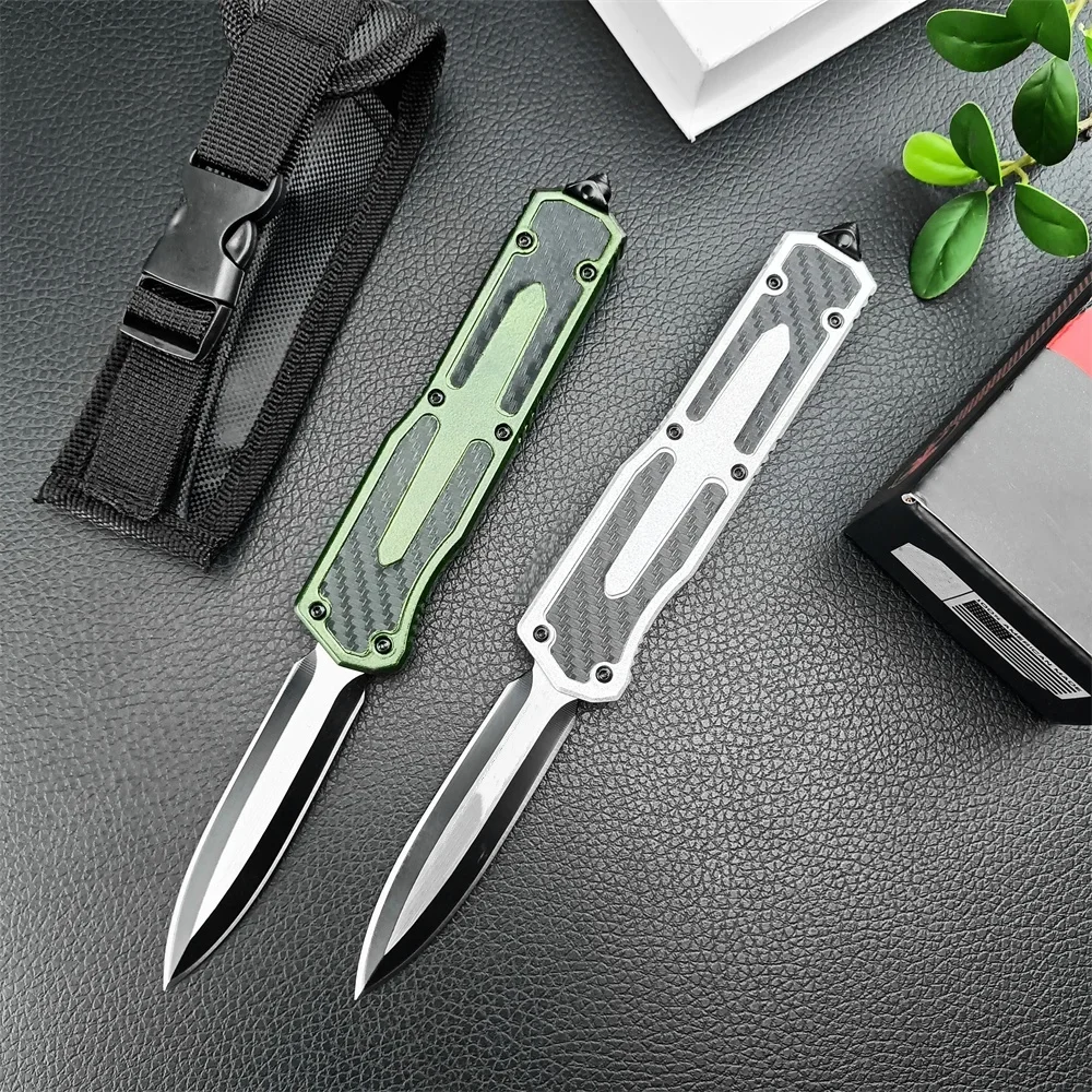 Outdoor Tactical MICR Folding Knife 440C Blade Zinc Alloy+Carbon Fiber Handle EDC Knives Utility Hunting Pocket Knife Fruit Tool