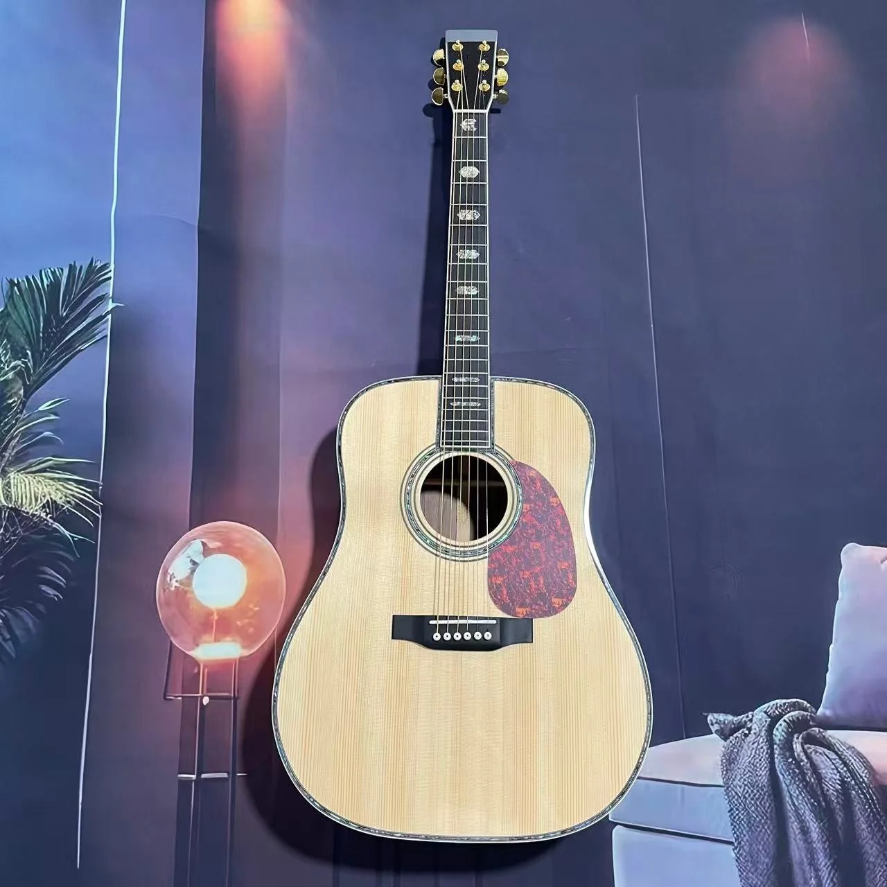 جيتار صوتي من الخشب الصلب مقاس 41 بوصة من سلسلة D45 بلون خشبي طبيعي #3