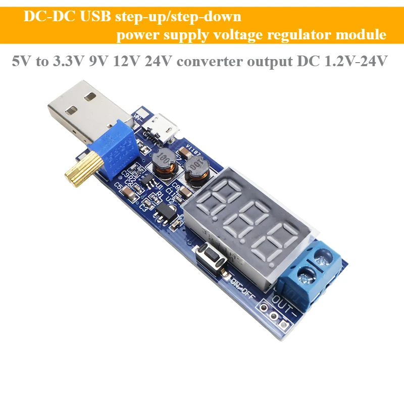 New DC-DC USB Step-up/step-down Power Supply Voltage Regulator Module 5V To 3.3V 9V 12V 24V Converter Output DC 1.2V-24V Upgrade