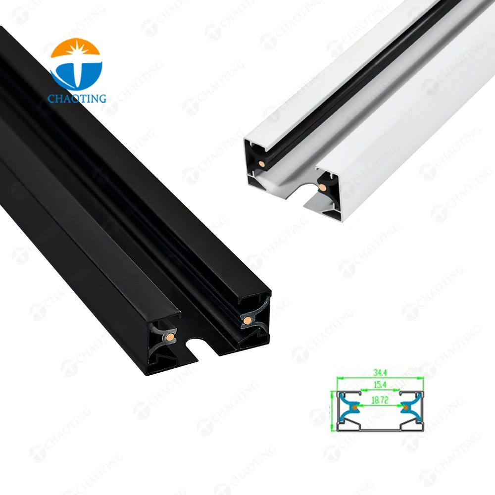 2 Wires Aluminum Thicken Track Light Rail LED Track Lamp Spotlight Rail Fitting System From Foshan Factory