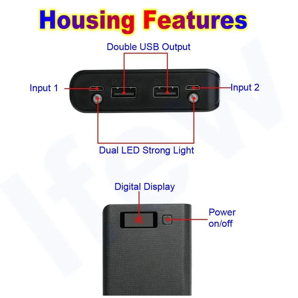 Power Bank Gehäuse 18650 Batterie DIY Shell Fall Halter Dual USB Typ C Batterie Box Handy Ladegerät Lade Lagerung Fall