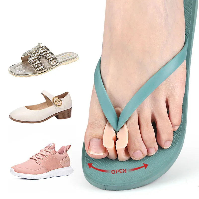 

3 Pairs Big Toe Flip Flops Clip Toe Splitter Slippers Sandals Clip Foot Cushion Thickened Foot Shock Massage Separator