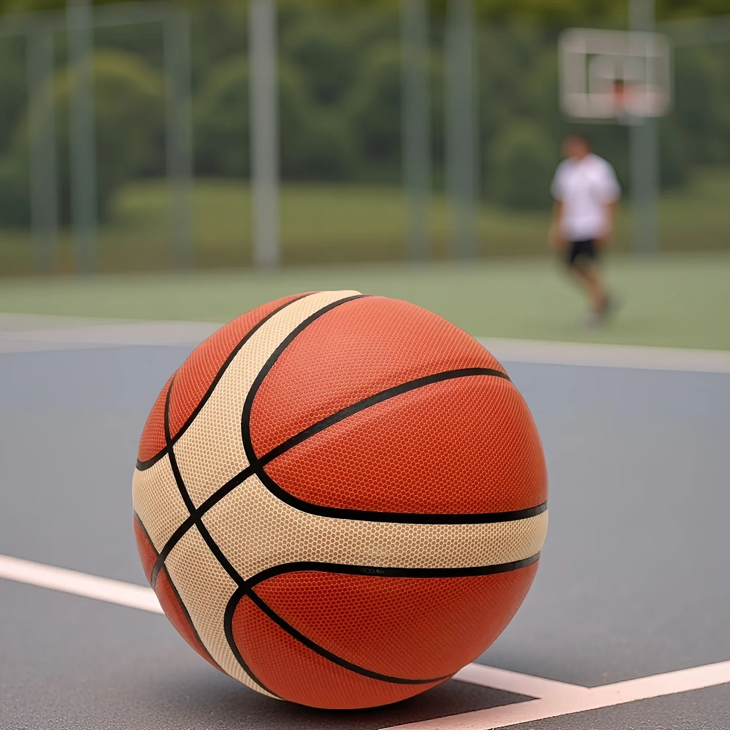 قطعة واحدة من كرة السلة الرسمية للمراهقين البالغين - كرة سلة بمقاس 7 - كرة ألعاب احترافية متينة من البولي يوريثان للاستخدام الداخلي/الخارجي،