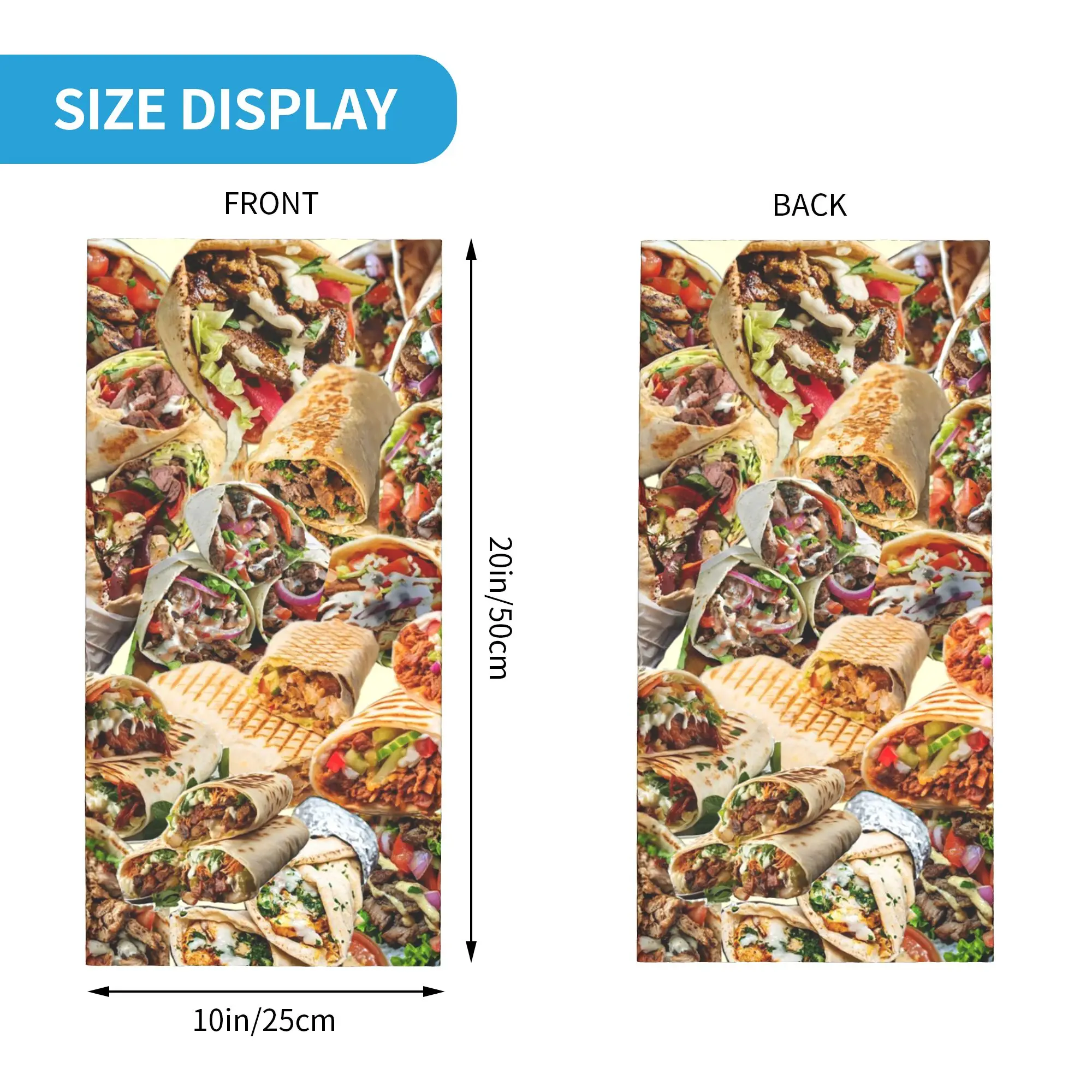 Kebab Fresh Ingredients Bandana Neck Cover Printed Face Scarf Cycling Scarf Riding for Men Women Adult Washable