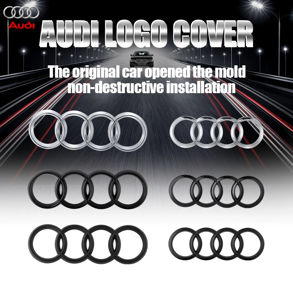 For AUDI A3 A5 A4L A4 A1 A6L A7 A7L Q3 Q5 Supercar S3 RS5 A8 Car Front Rear Trunk Logo Emblem Badge Sticker Decoration Accessory