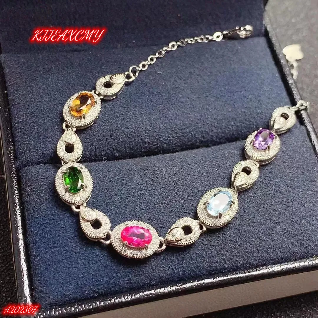 

KJJEAXCMY Brand Boutique Women's Luxury Jewelry Bracelet 925 Sterling Silver Natural Multiple Gems Girl