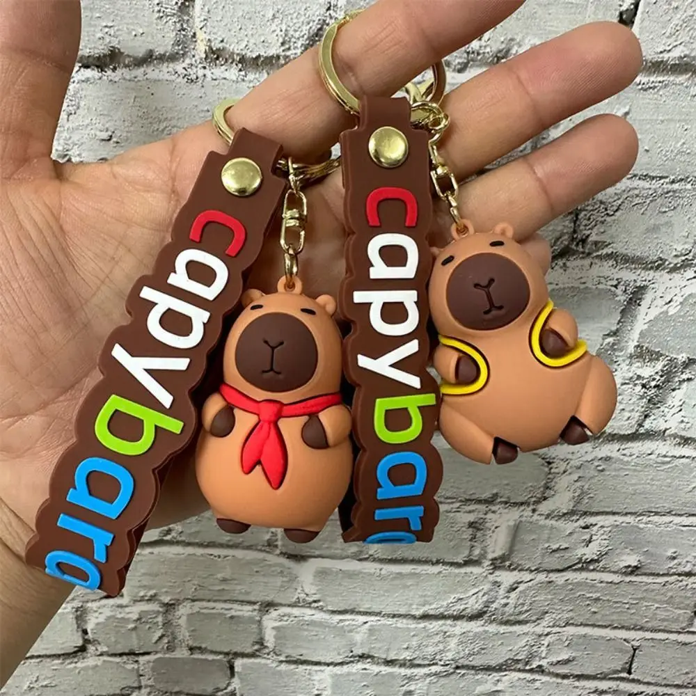 PVC Capybara Key Ring Turtle Waterproof Cartoon Capybara Keychain Lightweight Soft Adhesive Animal Capybara Pendant Gift