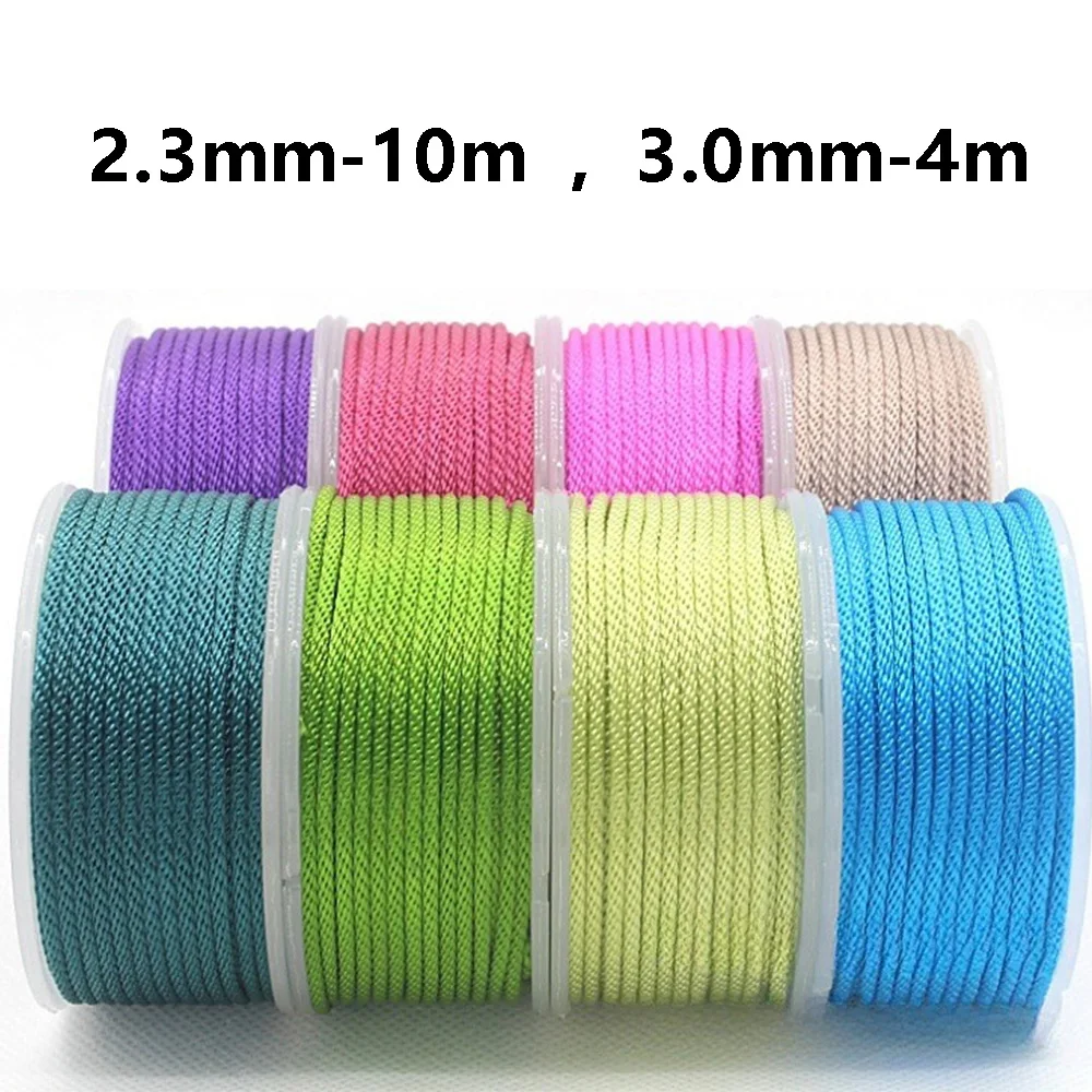 Cordón de 2,3mm-9m, 3mm-4m, cuerda colgante, pulsera, cuerdas trenzadas para DIY, collar de cuentas, fabricación de joyas, cables de hilo de nailon