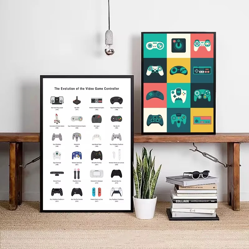Retro Video Game Controllers Poster Handheld Game Gamepad Canvas Painting Wall Print Picture for Living Room Home Decor