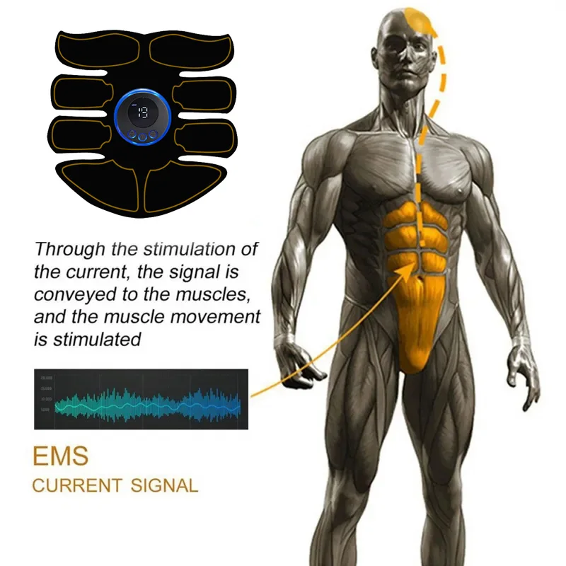 EMS Muscle Stimulator Abs Trainer Muscle Toner USB Rechargable Electric Massager Leg Arm Belly Weight Loss Fitness Workout Unise