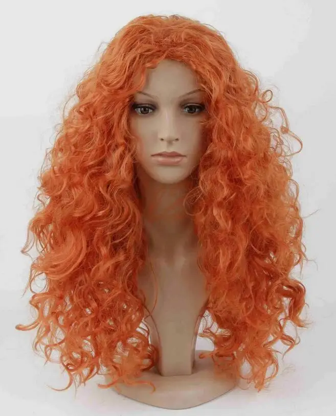 Peluca rizada larga naranja para mujer, pelucas completas rojas para fiesta de disfraces de Halloween de Cosplay