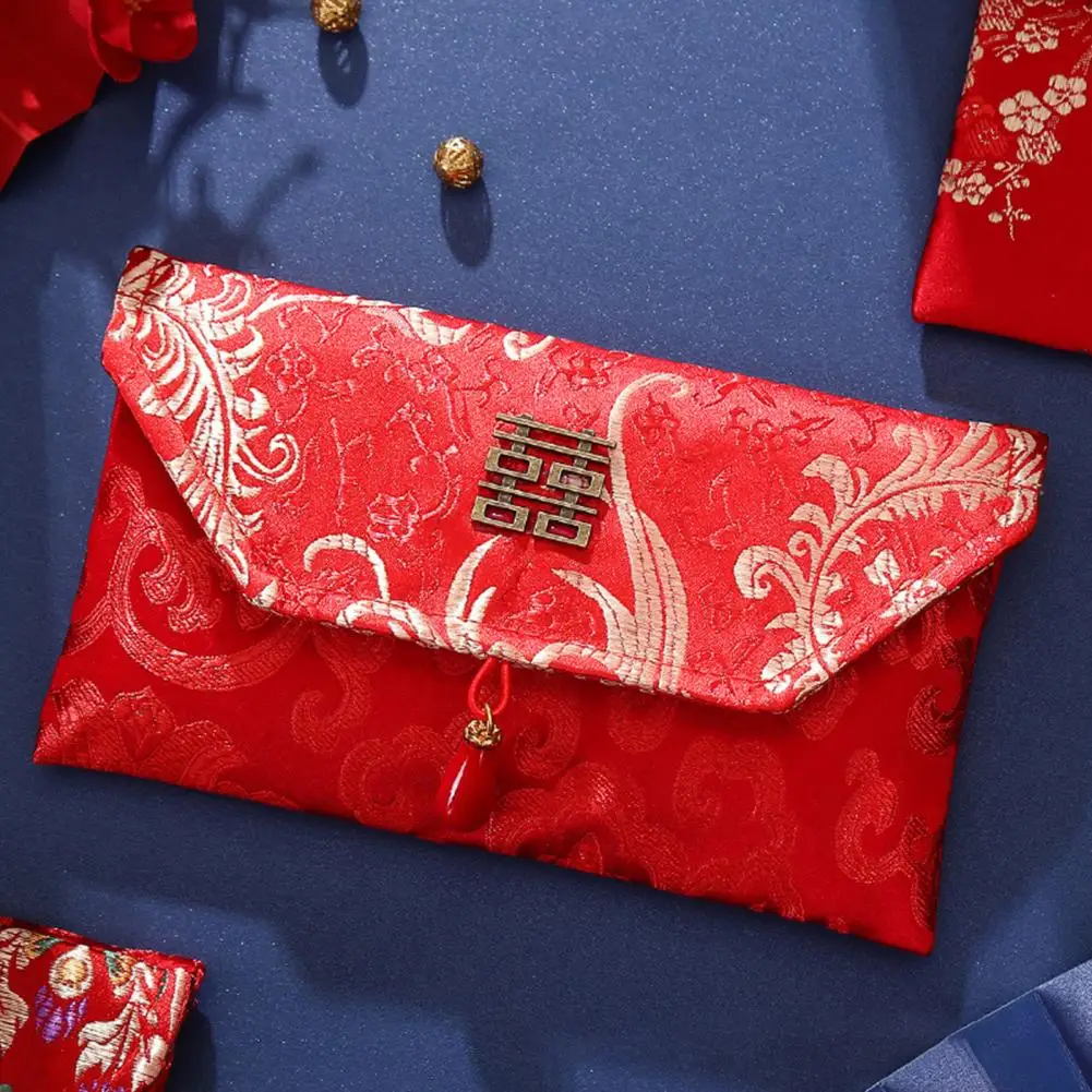 Luxury Money Envelopes Chinese Envelope Embroidered Satin Cash Envelope Lucky Money Pocket for Wedding Spring Festival Banknotes