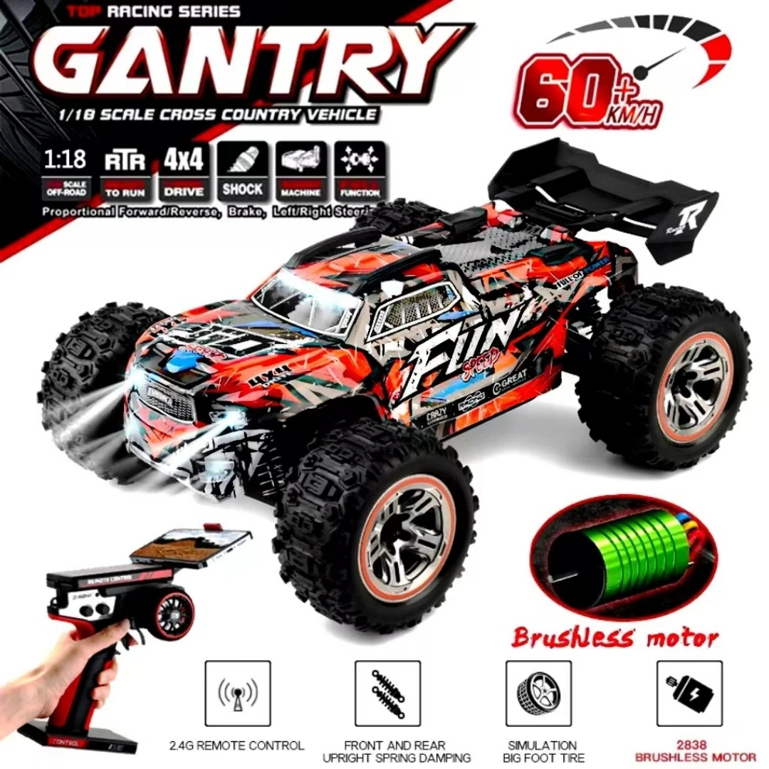 New 1:18 2.4g Rc 4wd Brushless Off-Road Monster Truck wltoy 184008 60km/H Speed High-Quality  For Collectors Enthusiasts Kid