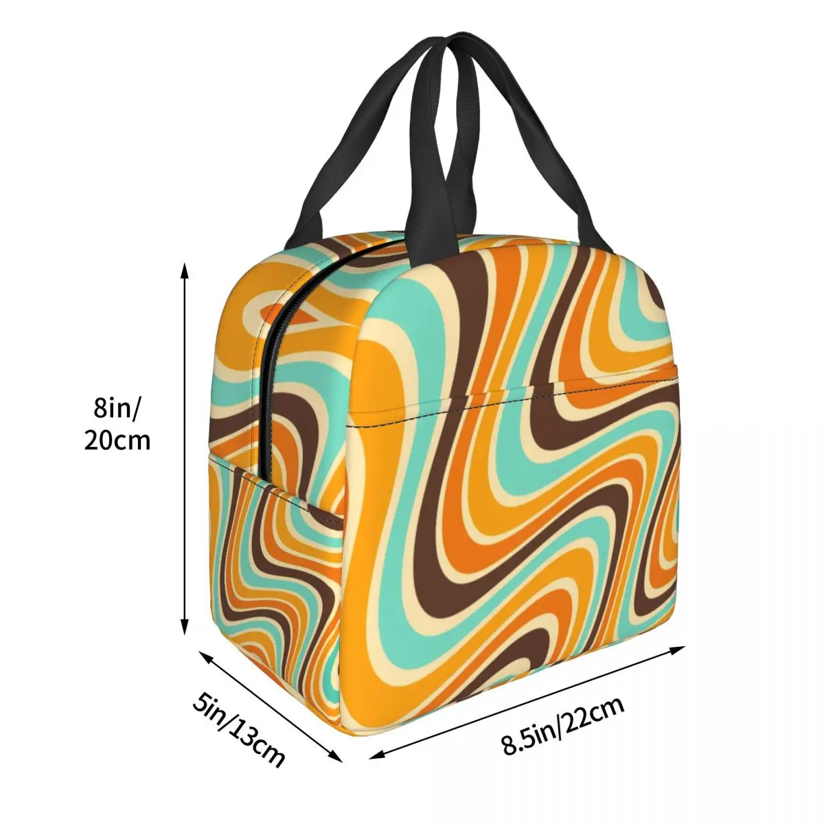 Psychedelic Aesthetic Lunch Bag Abstrato Geométrico Swirls Cooler Thermal Isolated Lunch Box para Mulheres Trabalho School Food Tote Bag