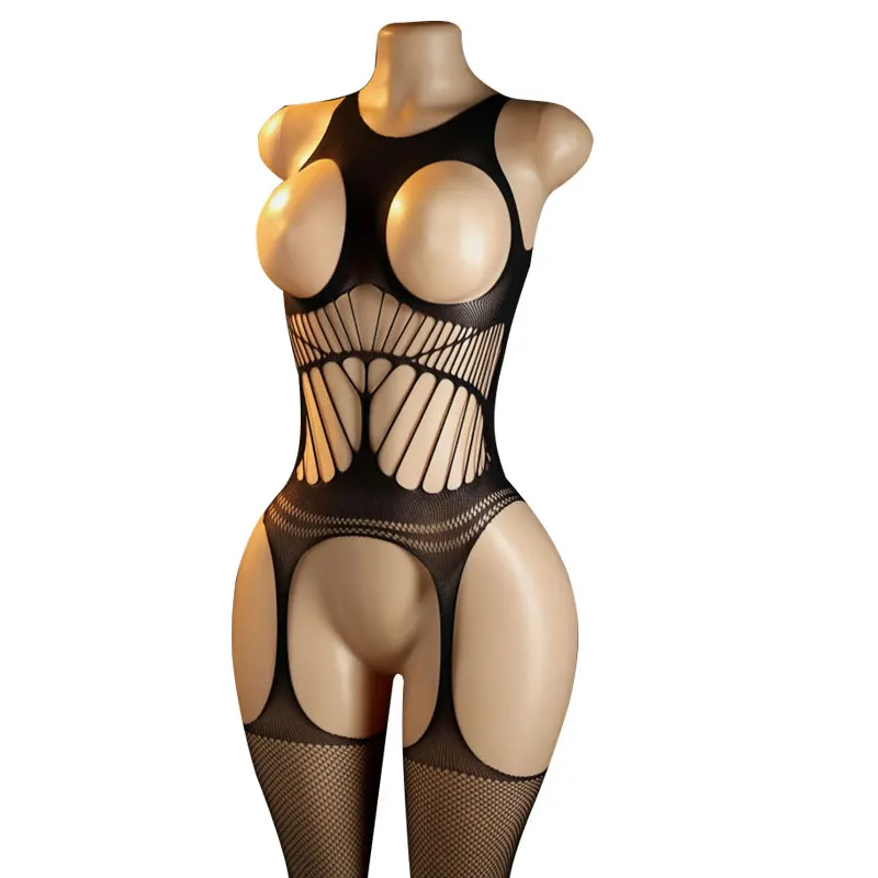 Open Bra Sexy Lingerie Bodysuit Women Fishnet Crotchless Bodystocking for Adult See Through Nightwear