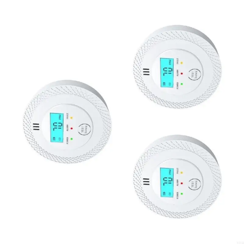 Y5LB Upgrades CO Alarm Detectors Carbon Monoxide Detectors with Replaceable Battery & LCD Screen for Accurate Home Monitoring
