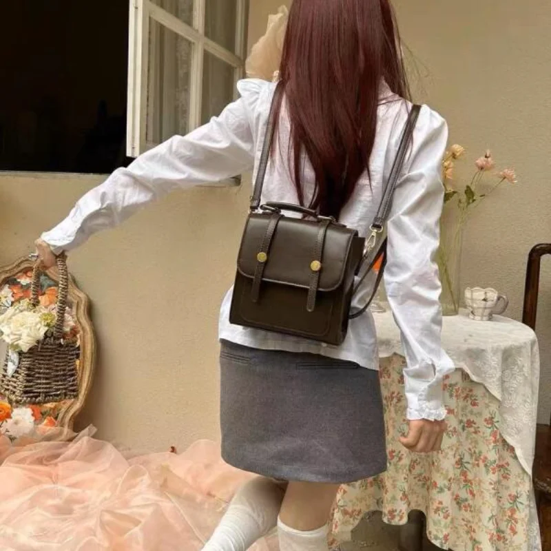 New Korean Style Student Bags Fashion American Retro High Capacity Black Backpack Students Commuter Leisure Light Girl Backpacks