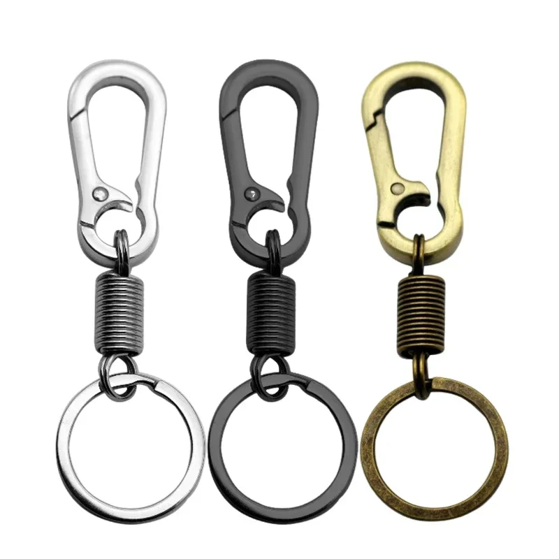 Spring Keychain Zinc Alloy Carabiner Buckle Key Rings Anti-lost Climbing Hook Car Keychians Man Metal Key Chains Accessories