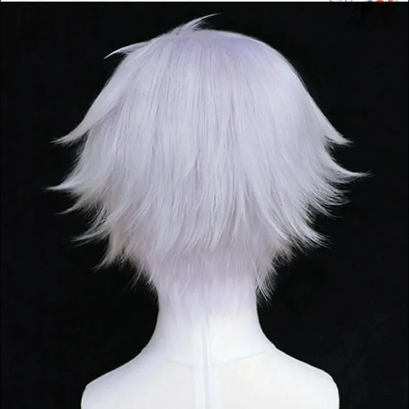 Gojo Satoru Cosplay Wigs Anime Jujutsu Kaisen Gojo Short Heat Resistant Synthetic Hair with Wig Cap Party Wig Without Eye Patch