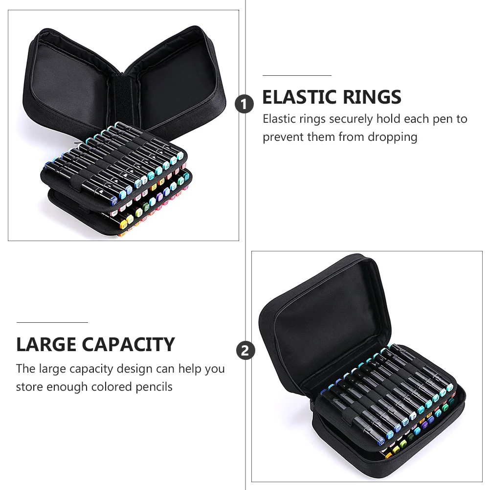 

Pen Case Pencil Stationery Multilayer Mark Bag Organizer Drawing Pencils Storage Black Marker Markers