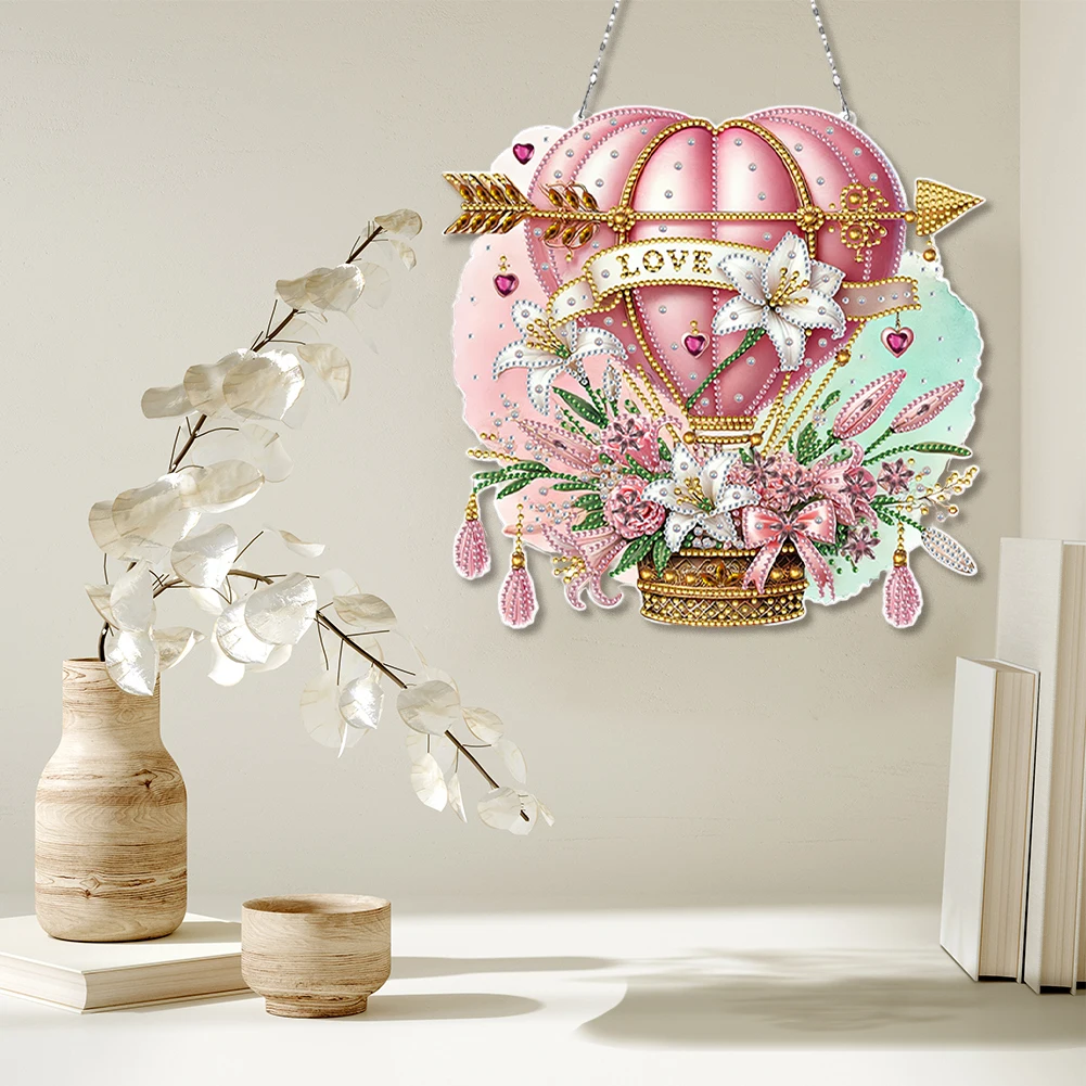 

Acrylic 2D Flat DIY Lily Hot Air Balloon Diamond Art Pendant Wall Decor