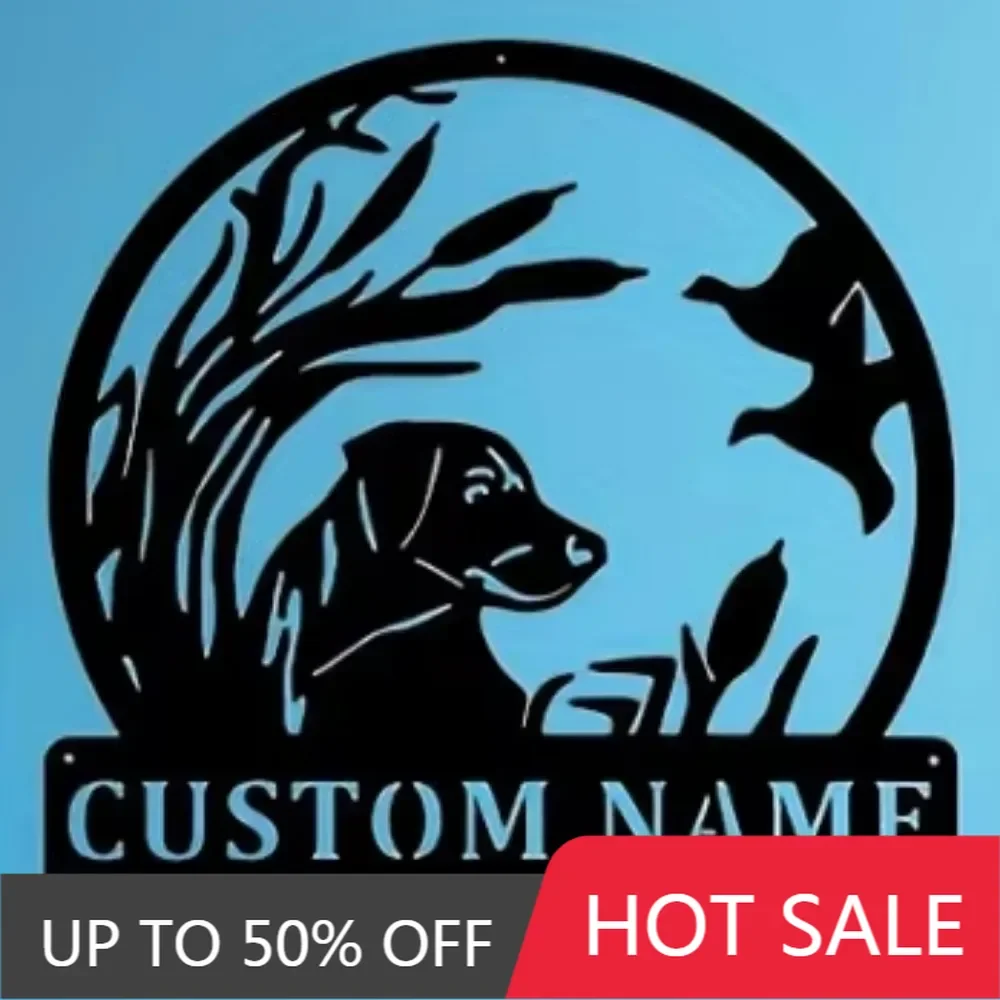 

1PC Trendy Distinctive Metal Wall Art. Pet Family Name, Sturdy Black Steel, Satin Finish. Great for Interior Garden Fence Decor.