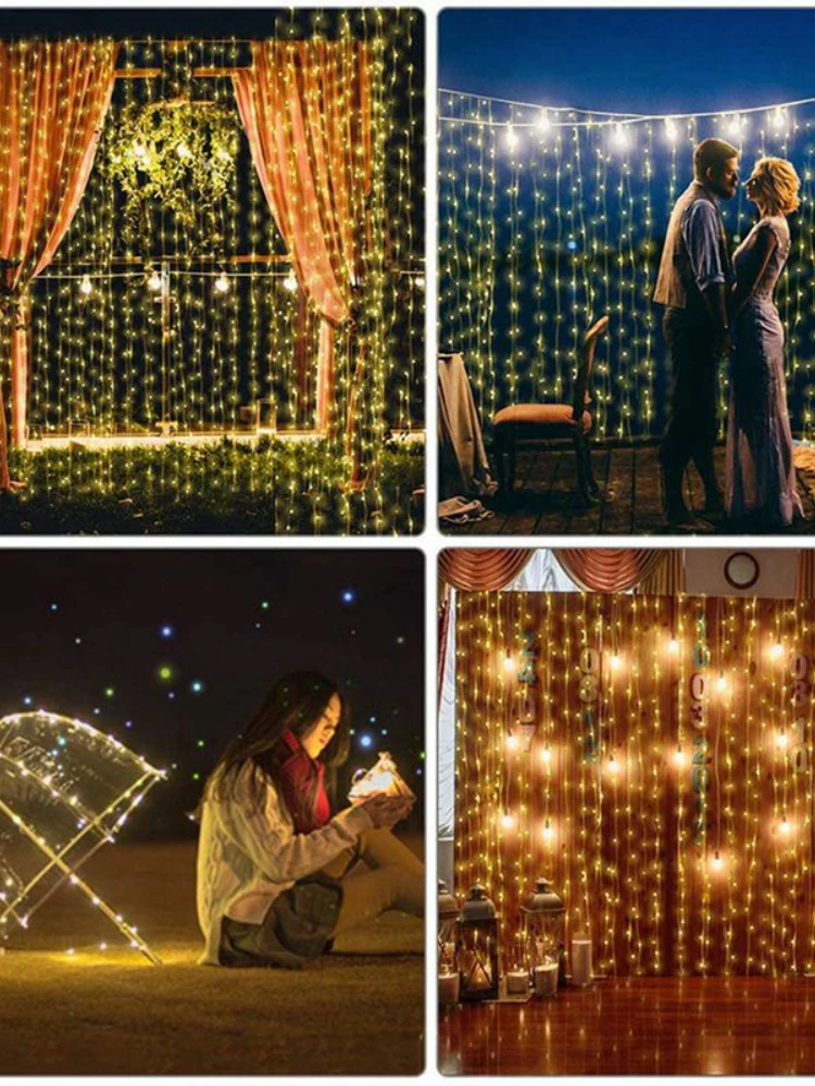 New String Lights Curtain Light 2023 Led Christmas Lights Fairy Lights Garden Lights Garland Curtain Wedding Decorationgift