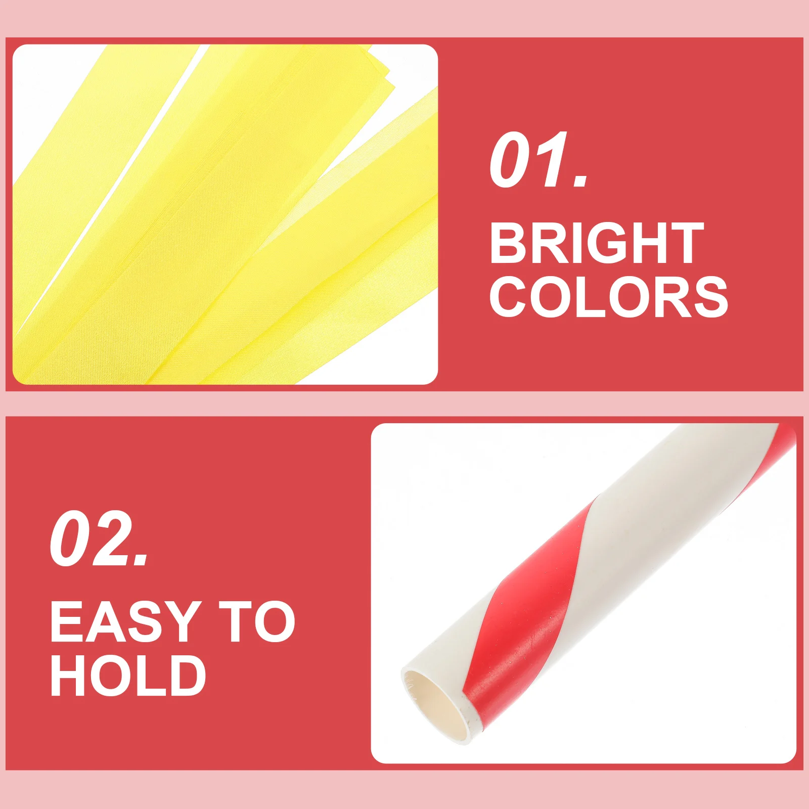 

4Pcs Cheerleading Pompom Sticks Bright Glossy PVC Lightweight Smooth Handle Perfect for Parties Sports Events Sticks