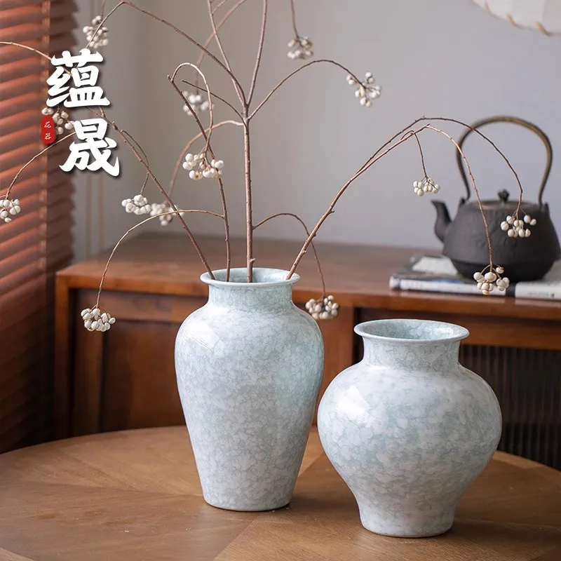 

Jingdezhen Wabi Sabi style retro nostalgic ceramic decoration vase, living room, homestay flower arrangement ornament, flower ut