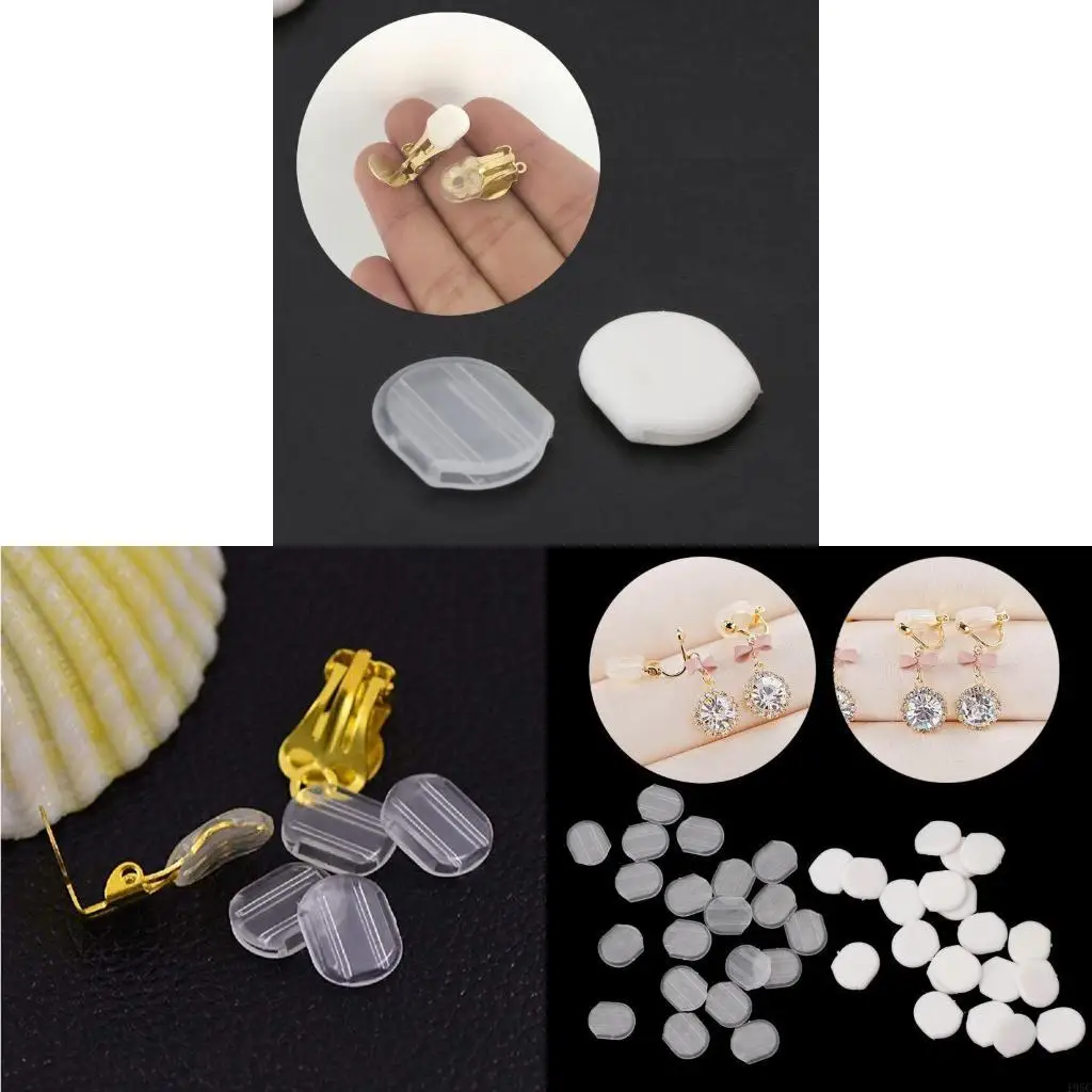 195C 20Pieces Anti Pain Comfort Earring Cushions for Clip on Earring Silicone Pad