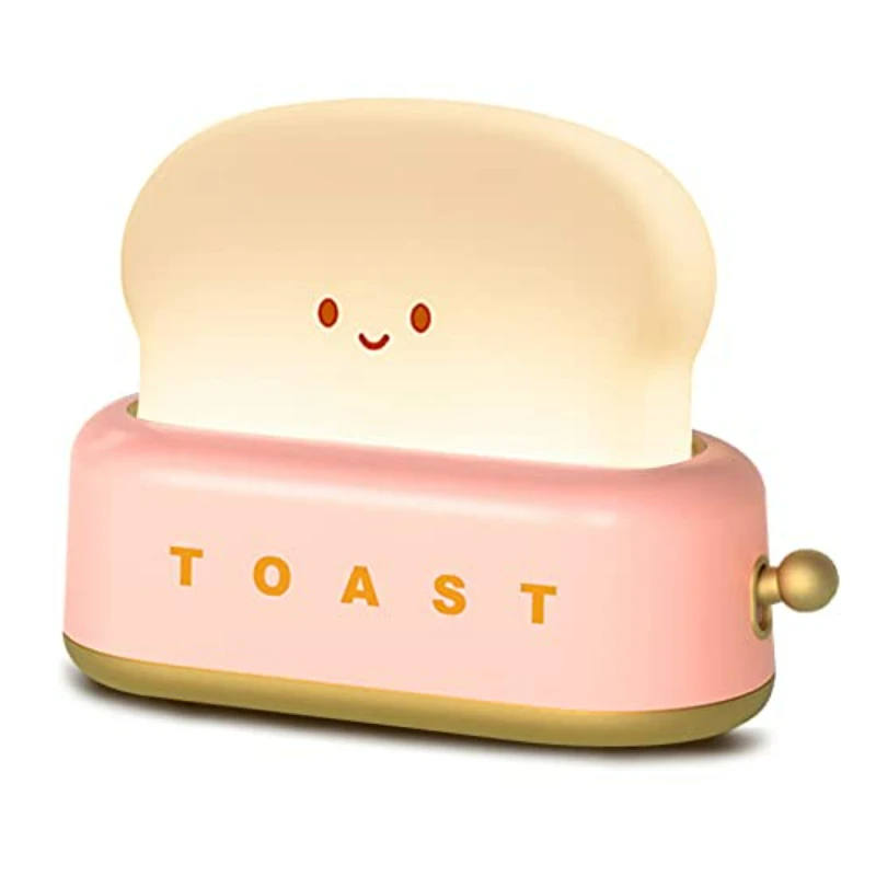 1pc Desk Decor Toaster Lamp, Rechargeable Small Lamp With Smile Face Toast Bread Cute Toaster Shape Room Decor Night Light For B