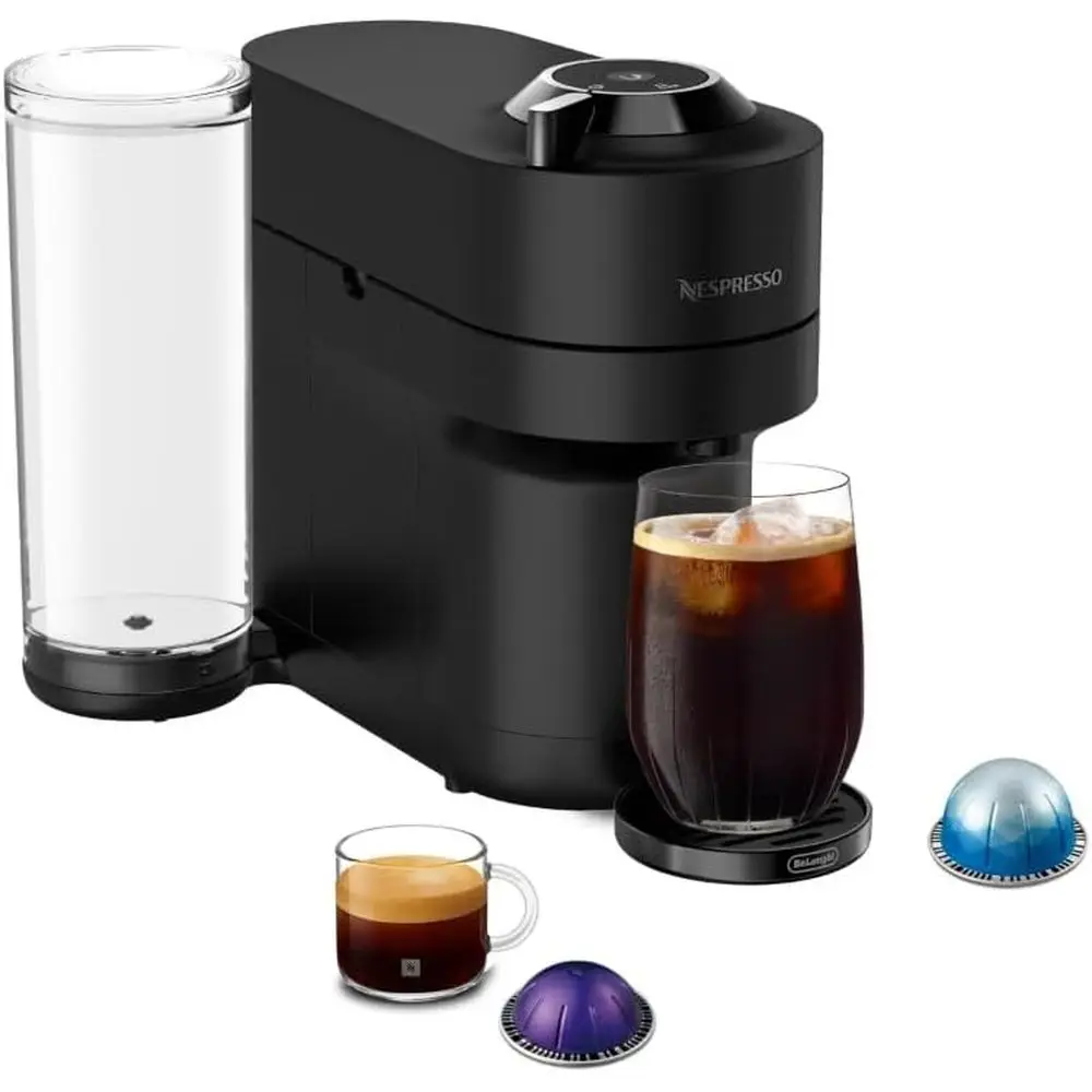 Black Matte Coffee and Espresso Machine with Chrome Accents
