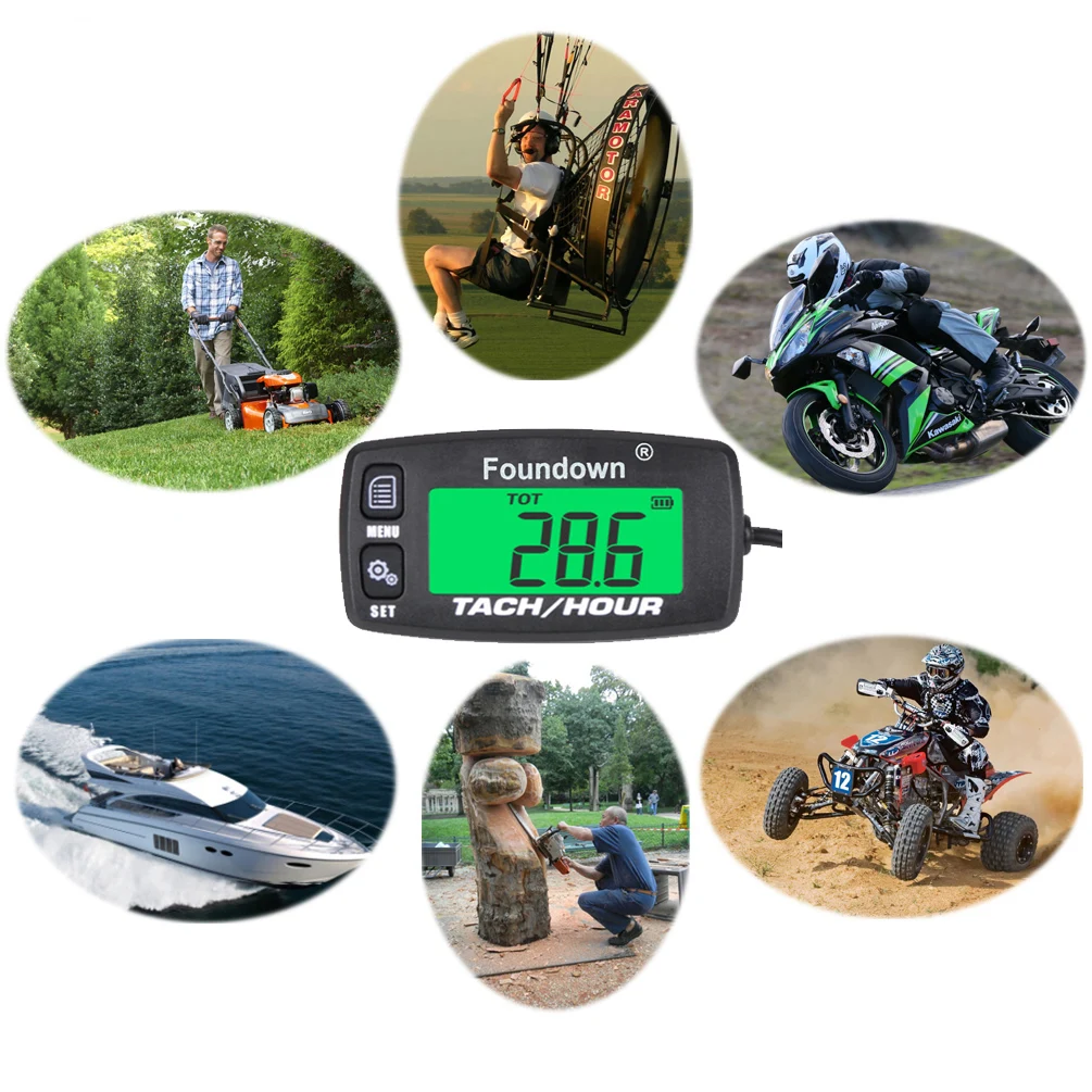 Tachometer Digital Hour Meter RPM Measurement Small Engine Monitoring Engine Hours for Ultralight Aircraft Chainsaw Motorcycle
