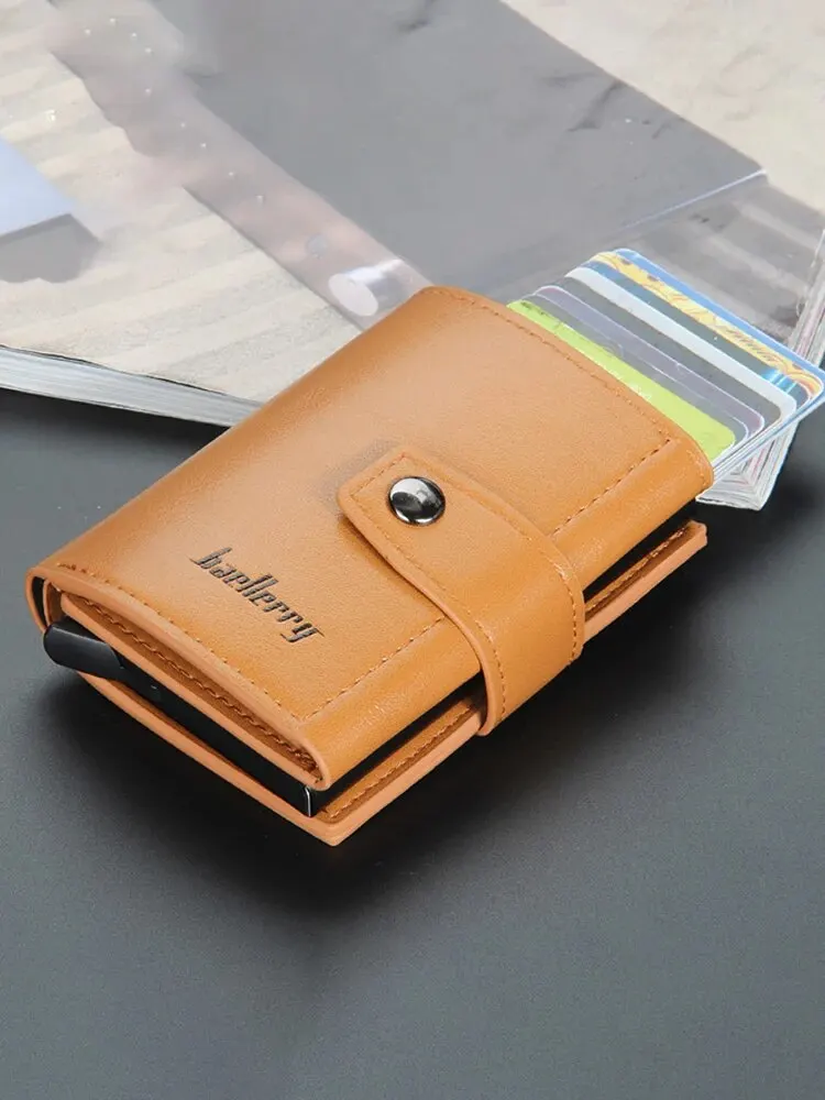 2023 New Trendy Fashion Metal Aluminum Shell BAELLERRY Auto Spring Card Buckle RFID Card Holder for Men