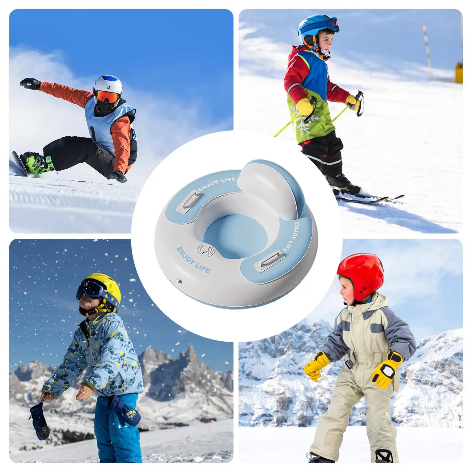 زلاجات الثلج للأطفال سميكة نفخ PVC التزلج اللعب زلاجات للثلج مع مقبض للأطفال البالغين الأسرة التزلج في الهواء الطلق الفناء الخلفي