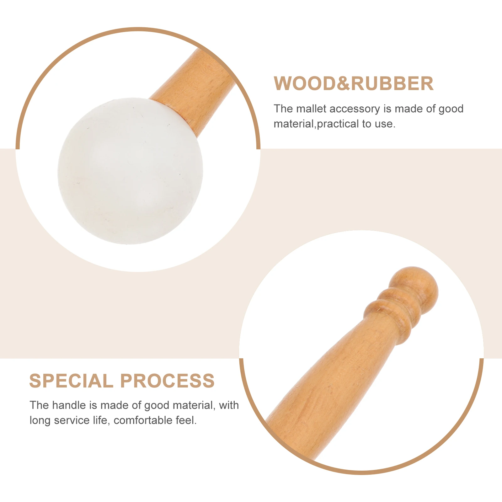 

Wooden Singing Bowl Mallet Rubber Striker Meditation Gong Instrument Sound Bowl Stick Accessory Durable Smooth Yoga Class