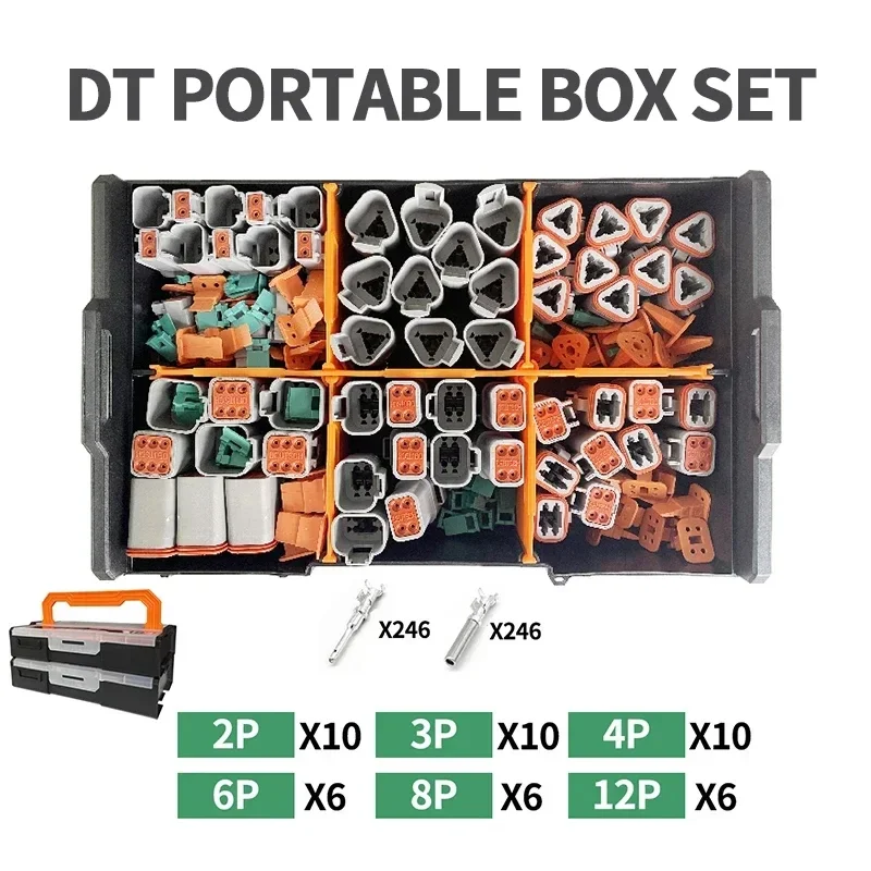 588 PCS Kit Deutsch type DT 2 3 4 6 8 12Pin Auto Waterproof Connector Automotive  Plug DT06-2/3/4/6/8/12S DT04-2/3/4/6/8/12P