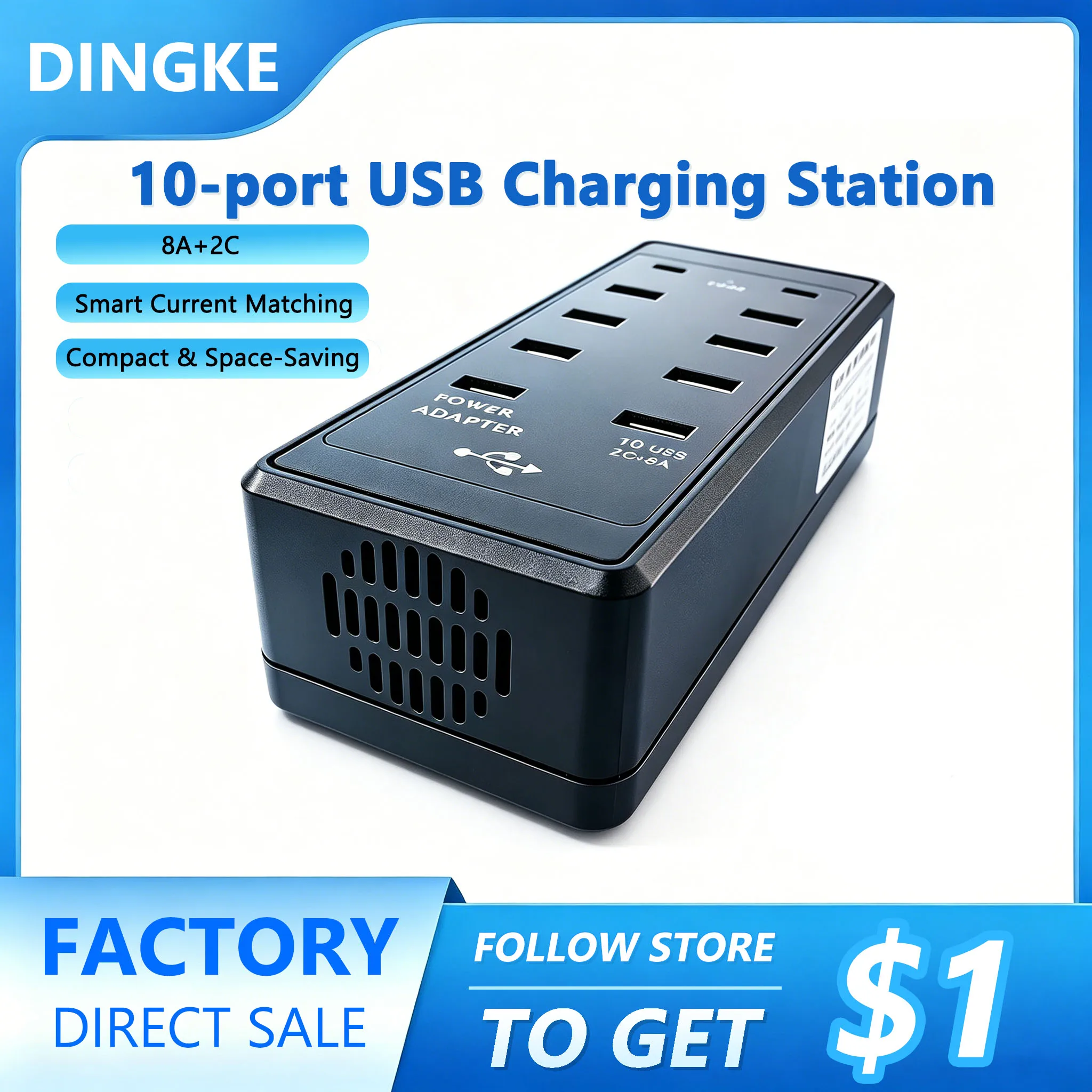 

50W PD Fast Charger USB Type C Charger W 2 in 1 10 Ports 1 USB Power Station For iPhone Xiaomi Samsung Tablet