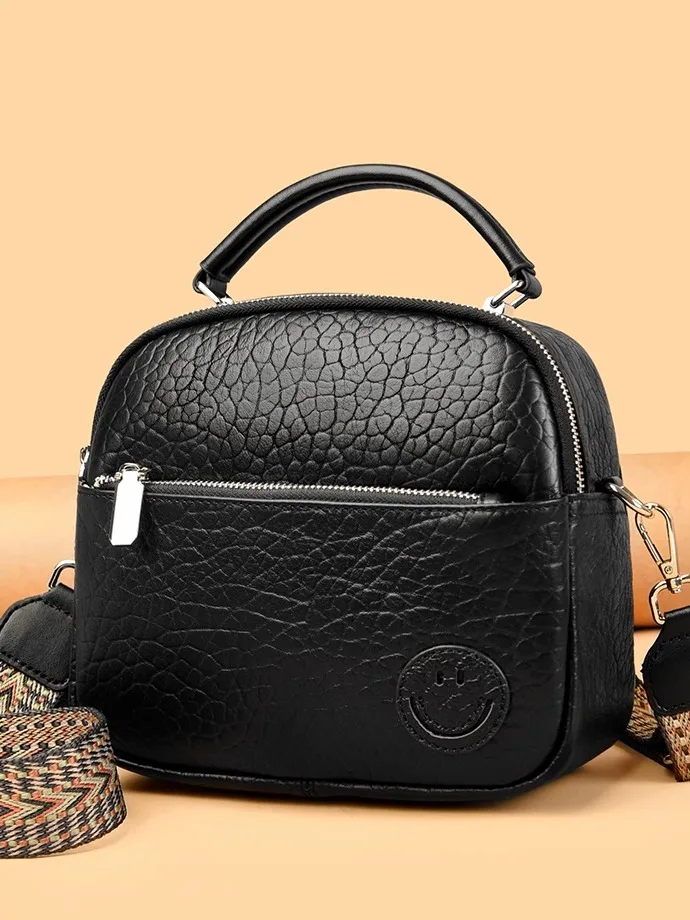 

New High Quality Top Layer Cowhide Stone Pattern Handbag Simple And Versatile Portable Single Shoulder Diagonal Cross Bag Trendy