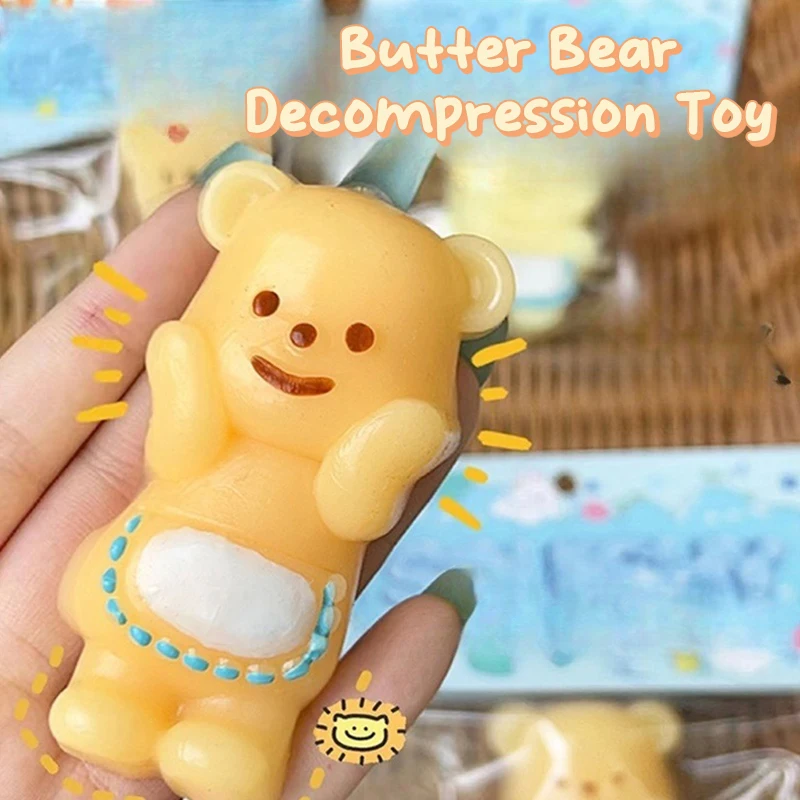 Squishy Toy Mochi Toy Butter Bear Hug Bear Apron Bear Pinching Slow Rebound Decompression Vent Toy Stress Release Toy Hand Relax